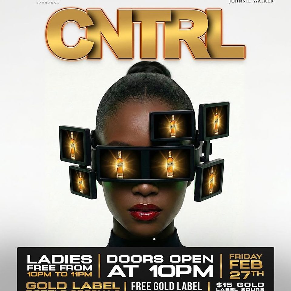 Event poster for CNTRL (Gold Label Night) at Zouk Barbados