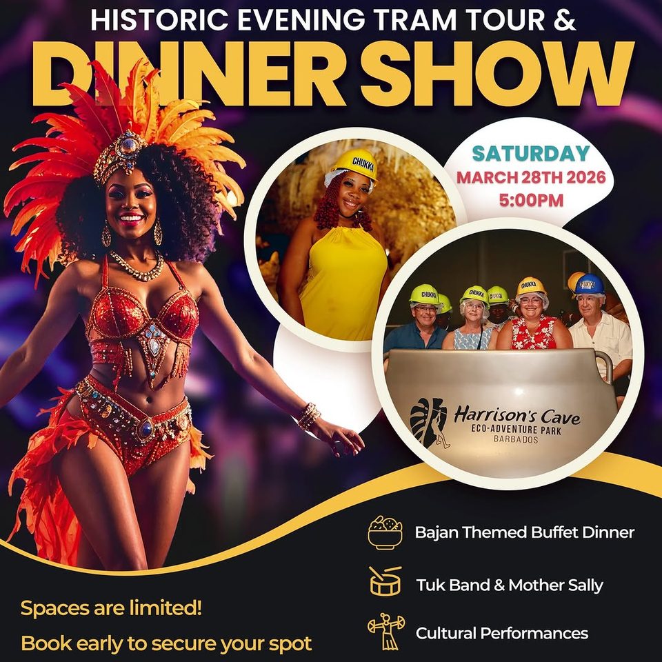 Event poster for Harrison’s Cave Historic Evening Tram Tour & Dinner Show