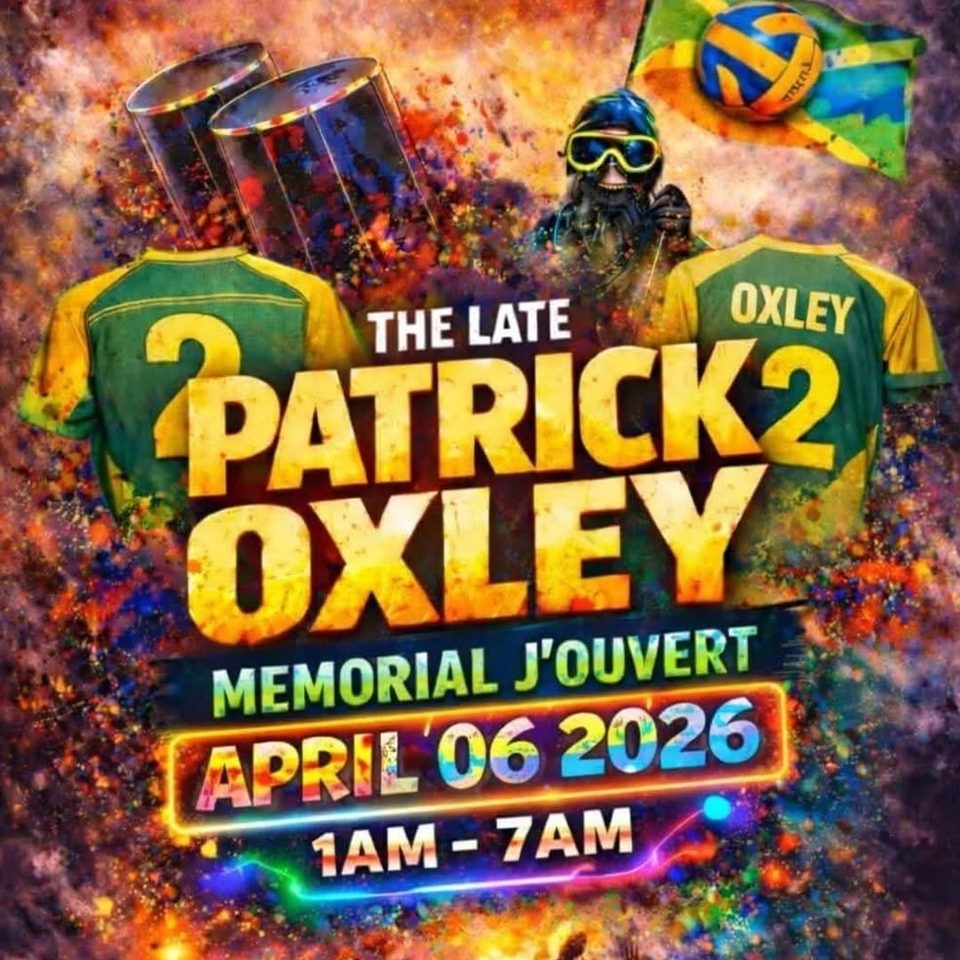Event poster for The Late Patrick Oxley Memorial J’Ouvert (POMJ)