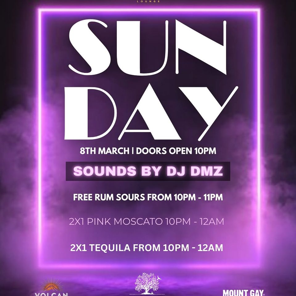 Event poster for Sunday Night at Zouk Lounge (Sounds by DJ DMZ)