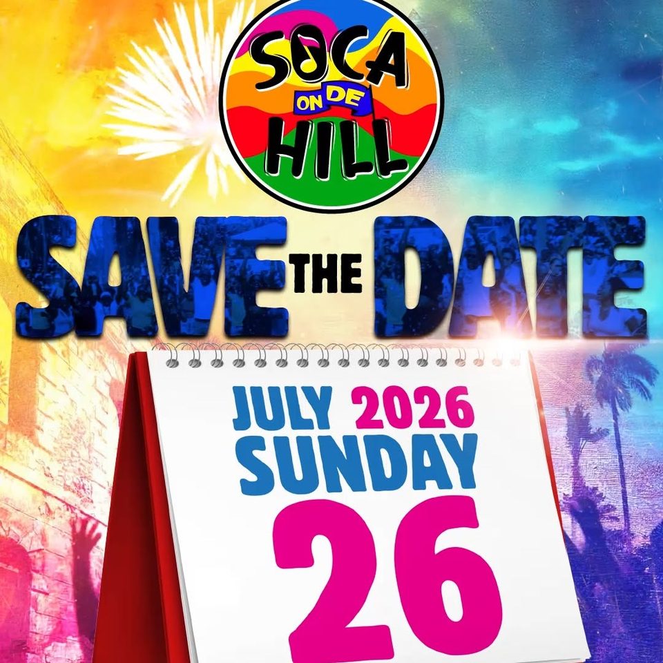 Event poster for Soca on De Hill 2026 (Save the Date)