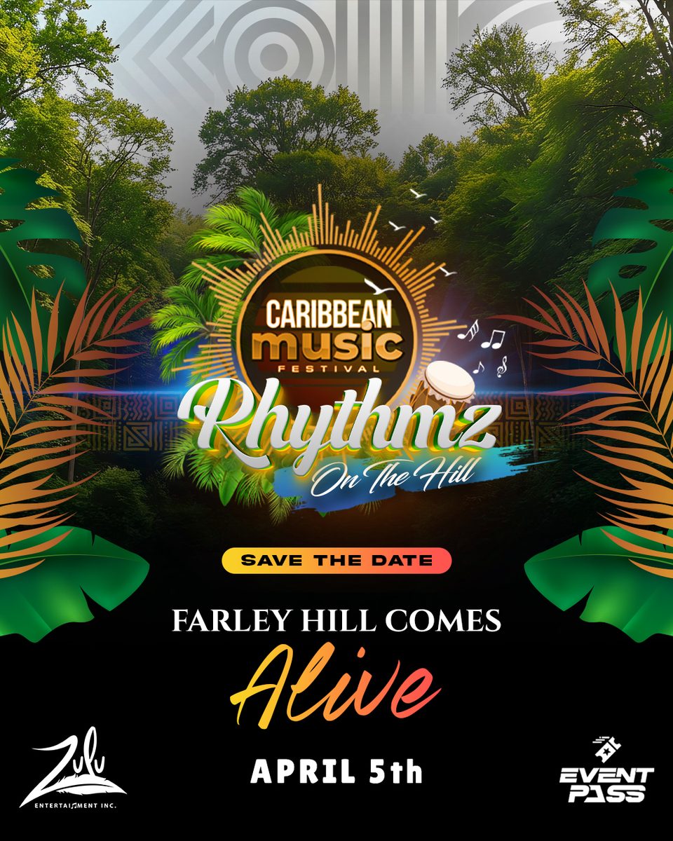 Event poster for Caribbean Music Festival: Rhythmz on the Hill