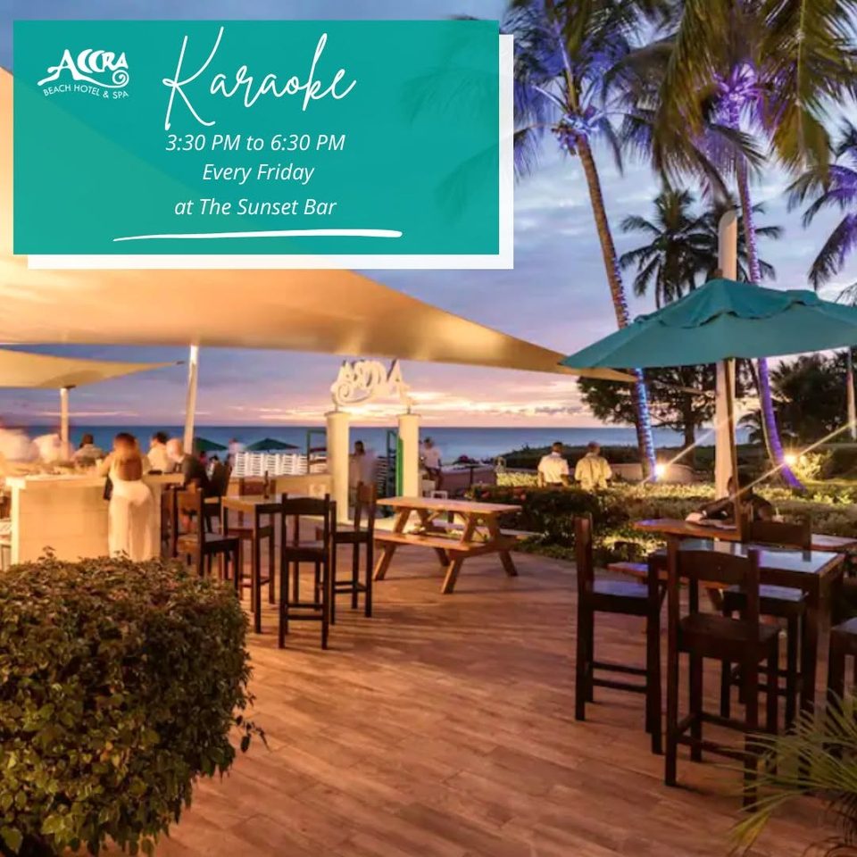 Event poster for Karaoke (Every Friday) at The Sunset Bar - Accra Beach Hotel & Spa