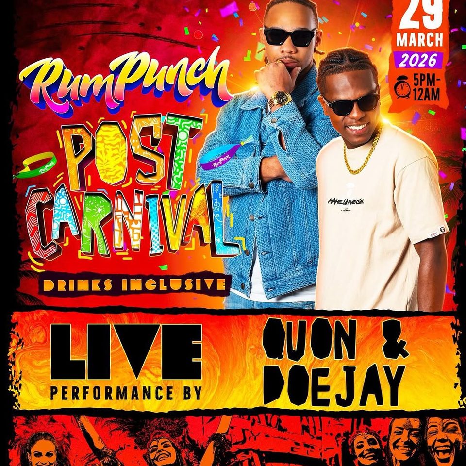 Event poster for Rum Punch Post Carnival (Drinks Inclusive) – Live Performance by Quon & Boejay