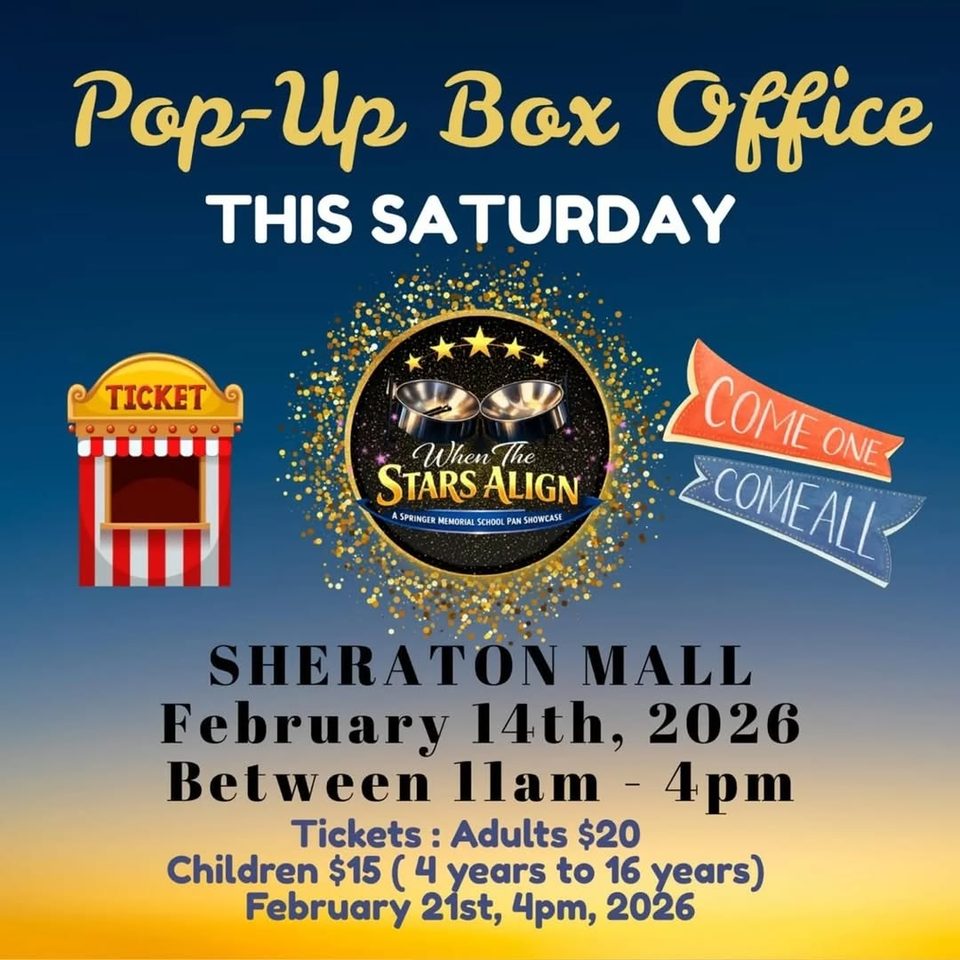 Event poster for Pop-Up Box Office for "When the Stars Align" (Springer Memorial School Pan Showcase)