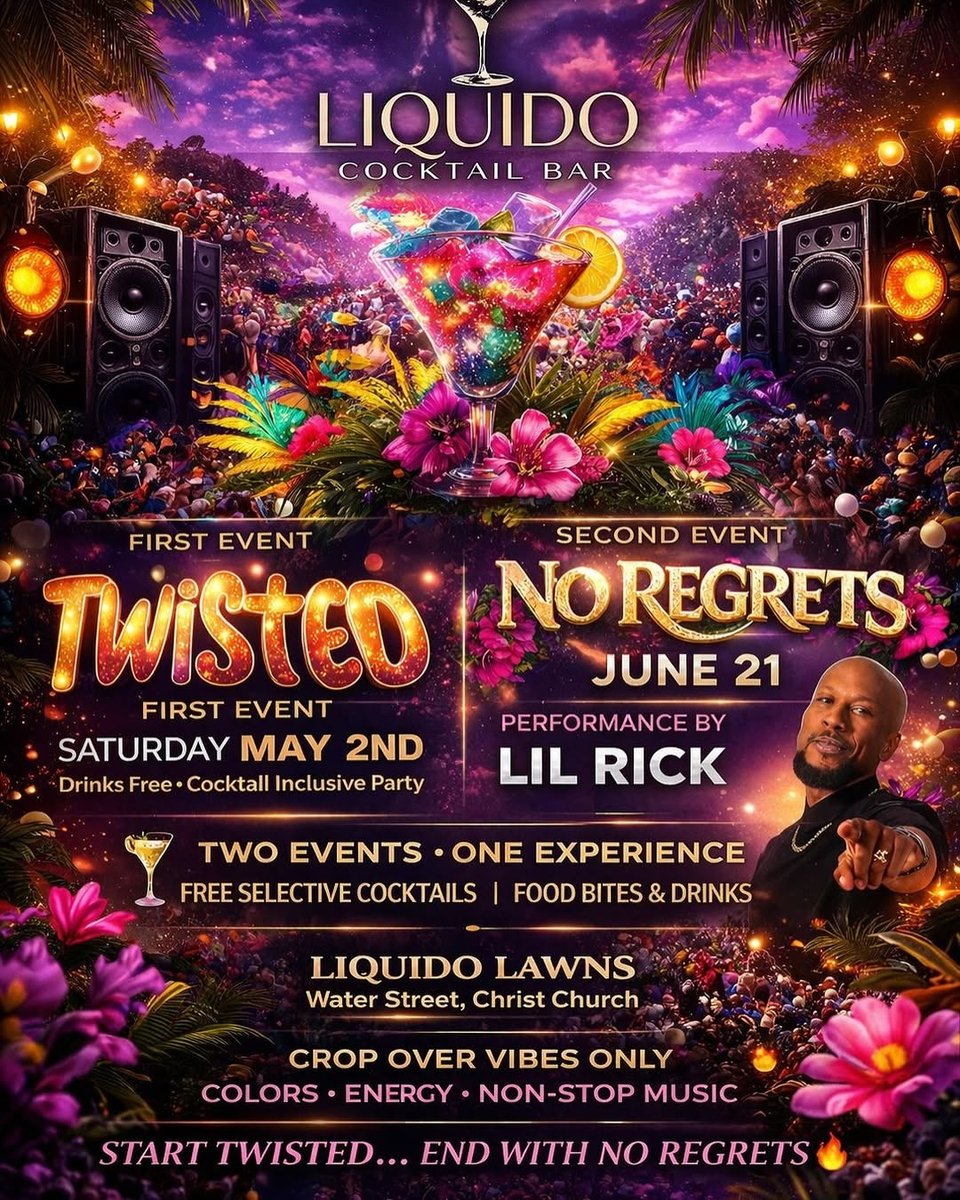 Event poster for Liquido: Twisted & No Regrets