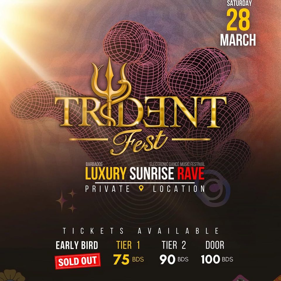 Event poster for Trident Fest – Luxury Sunrise Rave