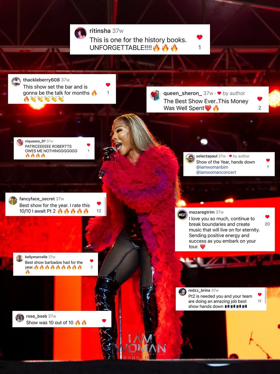 Event poster for I Am Woman 2026 Tour — Always Us (Patrice Roberts) — Barbados Mother's Day